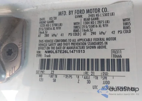 2020 Ford Transit Connect Xl Cargo Van from USA, damaged, VIN NM0LS7E26L1471513